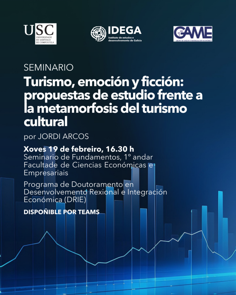 Turismo, emoción y ficción: novo seminario DRIE